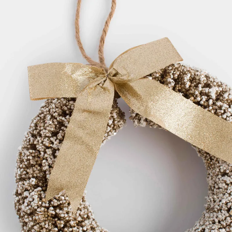 Сәндік гүл шоғы, 30 см, пластик/металл, шампан, Бұтақтардағы аяз, Frosty sparks, image-3