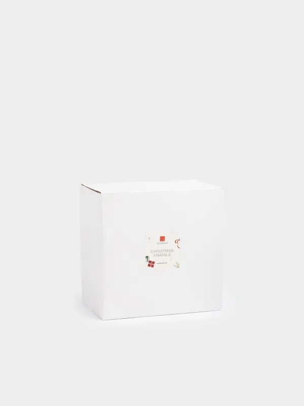 Салат ыдысы, 16х10 см, 500 мл, керамика, сүт түстес, Себеттегі тиін және аю, Christmas animals, image-6