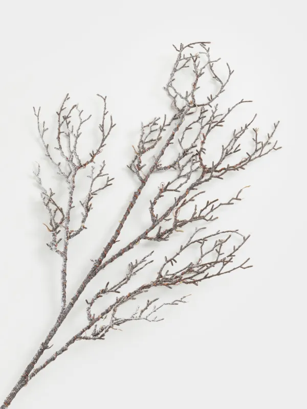 Сәндік бұтақ, 1 м, жарықтандырылған, ПВХ, күміс, Festive mood, image-1