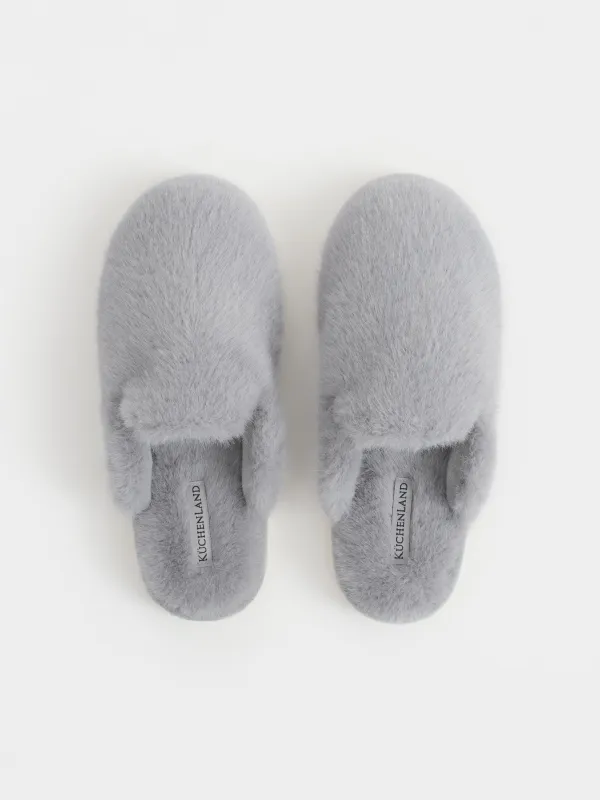 Әйелдер тәпішкелері, үйге арналған, өлшемі 40-41, жасанды үлбір, сұр, Mules, image-1