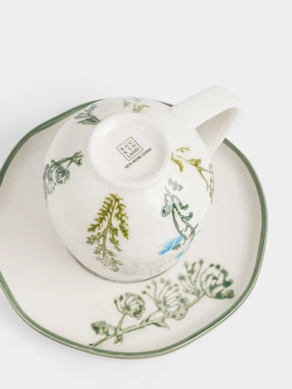 Пара чайная, 230 мл, Луговые цветы на кракелюре, Floral meadow, image-4