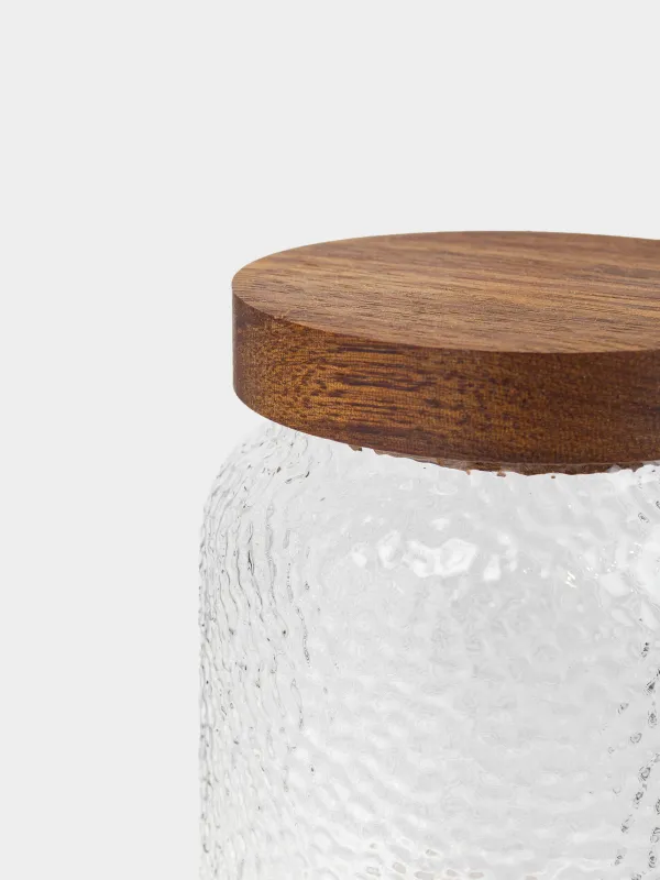 Банка для сыпучих продуктов, 500 мл, стекло/дерево, Ripply wood, image-2