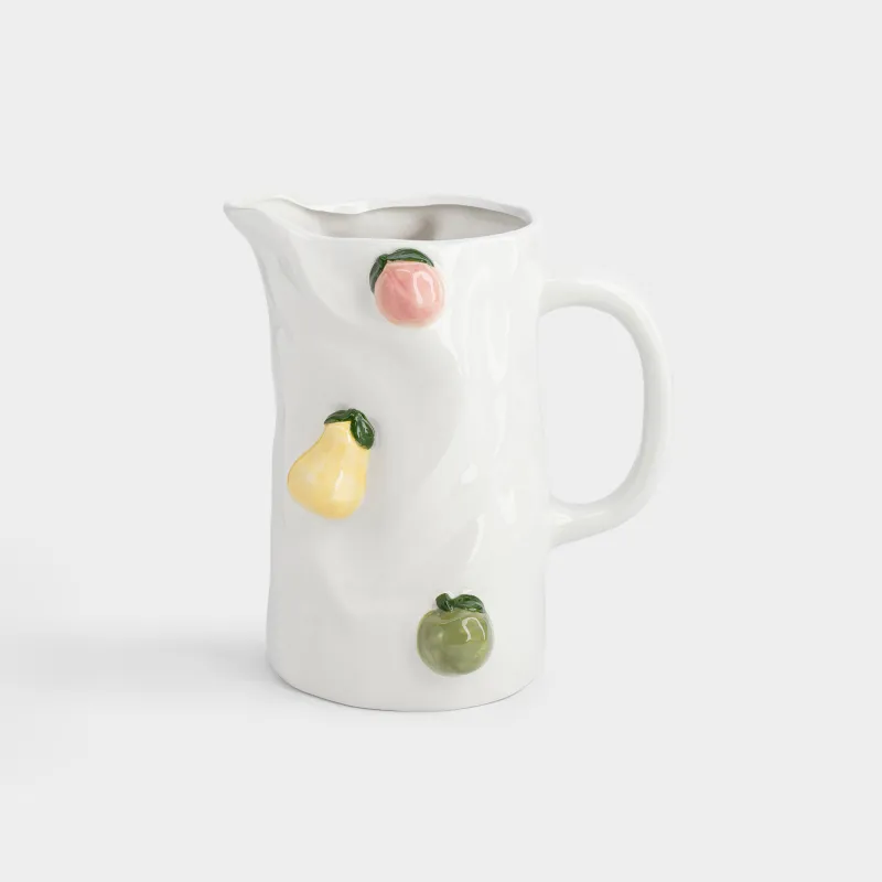 Кувшин, 2,2 л, керамика D, молочный, Фрукты, Crumple fruits