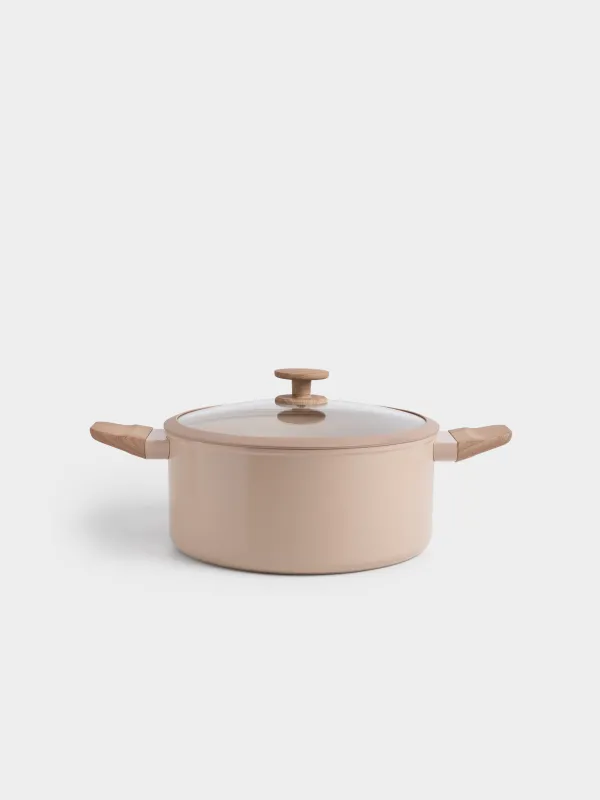Кастрюля, 24 см, 4,7 л, с крышкой, с покрытием, алюминий, бежевая, Sincerity, image-0