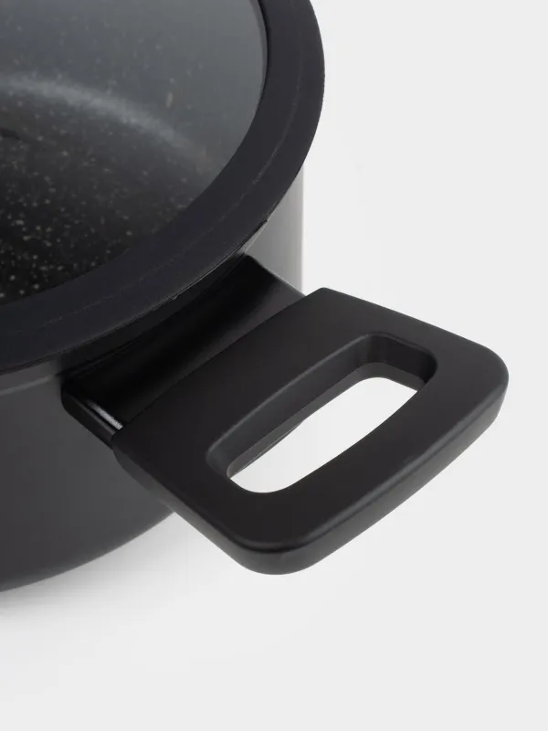 Кастрюля, 20 см, 2,6 л, с крышкой, с покрытием, алюминий, черная, Black rock, image-2