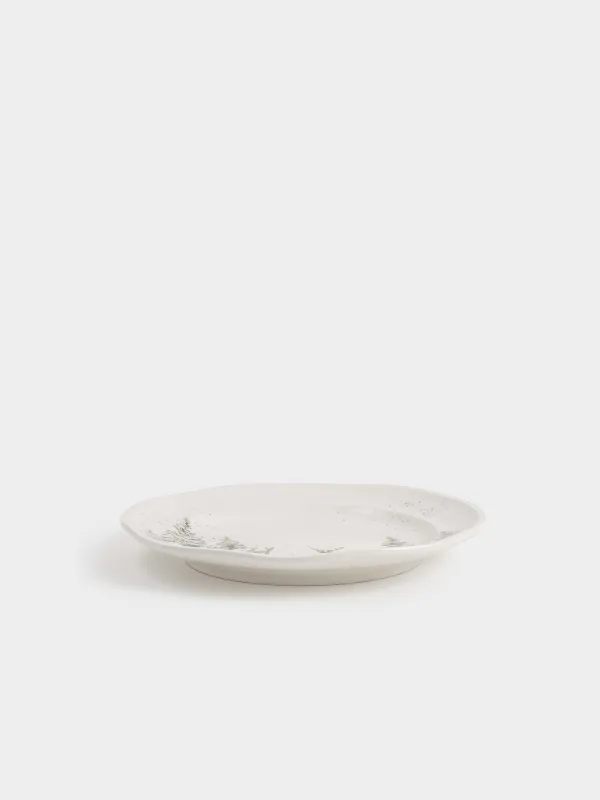 Тарелка обеденная, 27 см, керамика D, белая, Олени в снежном лесу, Woodland story, image-2