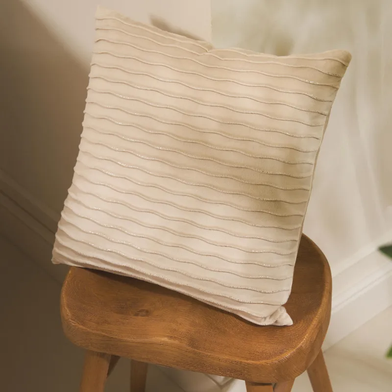 Сәндік жастық, 43х43 см, барқыт, сүтті күміс, Толқындар, Abstract