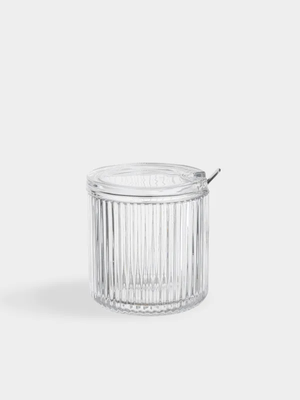 Сахарница, 10 см, 390 мл, с ложкой, стекло Р/сталь, Ribby, image-0