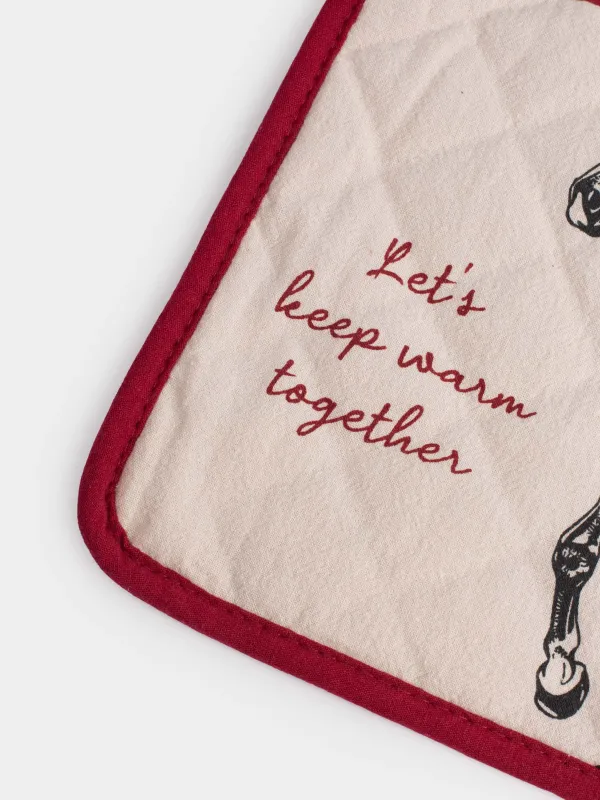 Ыдыс ұстағыш, 20х20 см, мақта, сұр және сарғылт-қоңыр, Жылқы, Horse in scarf, image-5