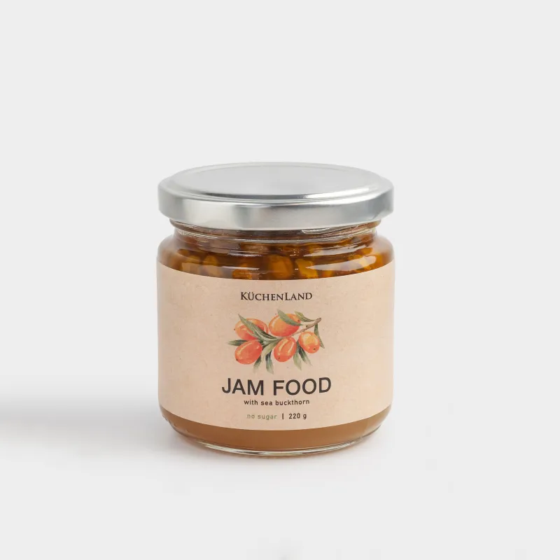 Джем, 220 гр, с облепихой, без сахара, Jam food