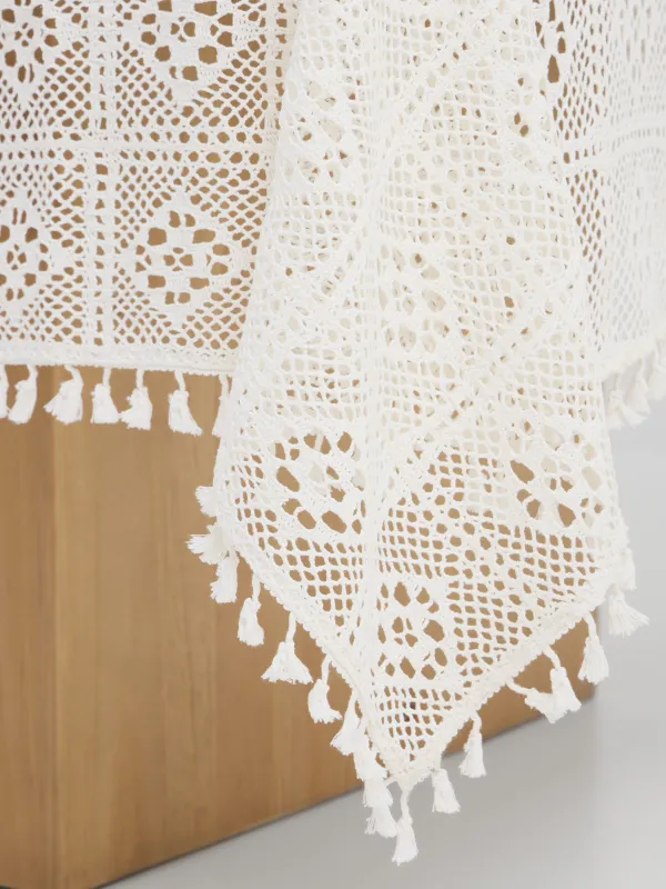 Скатерть, 160х160 см, с кисточками, Ажурный узор, Tracery, image-5