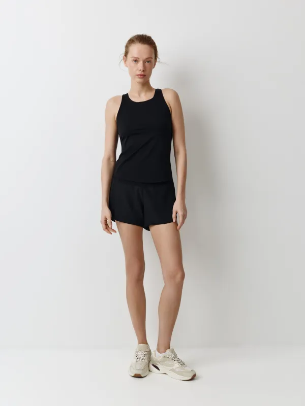 Әйелдер шорттары, спорттық, өлшемі S, нейлон/спандекс, қара, Saule, image-0