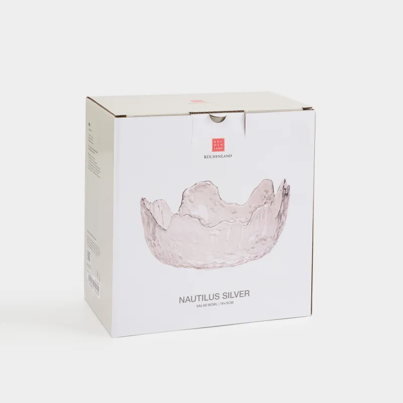 Салат ыдысы, 17х7 см, 700 мл, шыны, күміс жиегі бар, Nautilus silver, image-3