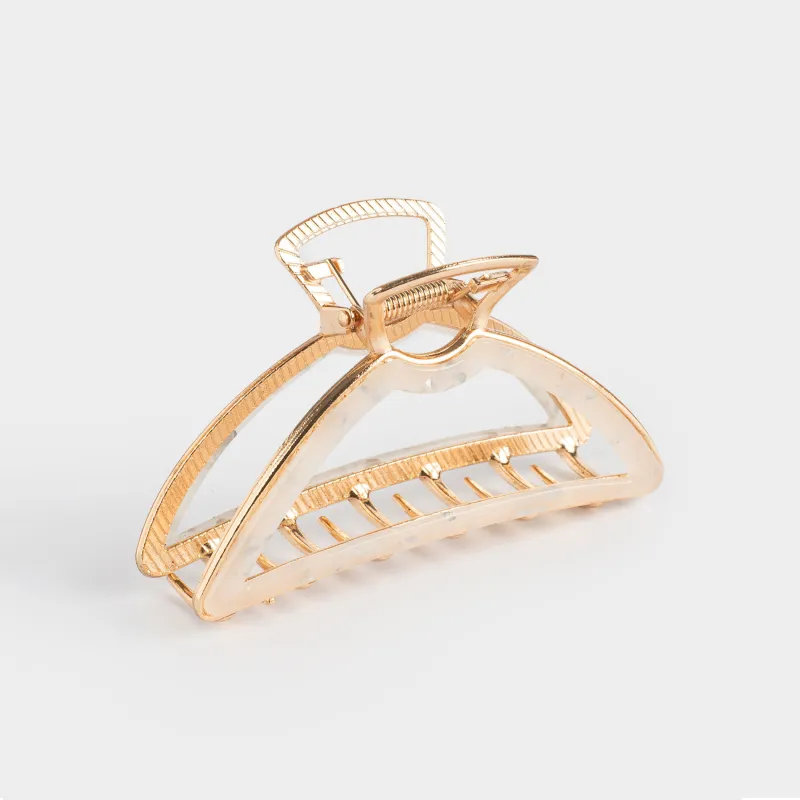 Заколка для волос, 10 см, акрил/металл, золотистая, Крабик, Glam