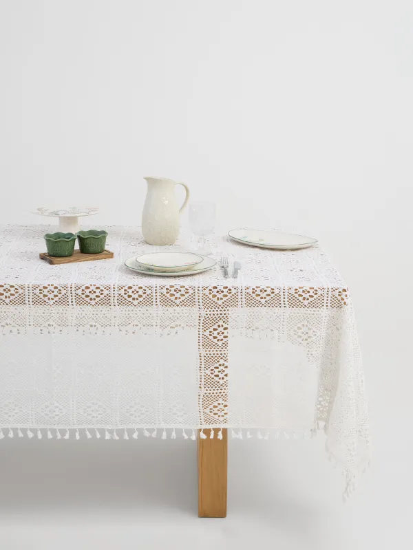 Скатерть, 160х160 см, с кисточками, Ажурный узор, Tracery, image-0