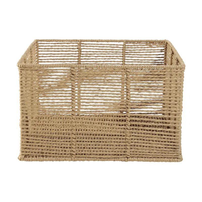Корзина для хранения, 25х16 см, целлюлоза/металл, квадратная, бежевая, Braided, image-0