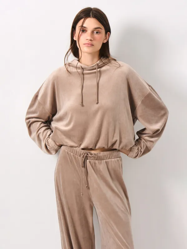 Әйелдер свитшоты, үйге арналған, өлшемі L, велюр, құмды, Lillian, image-4