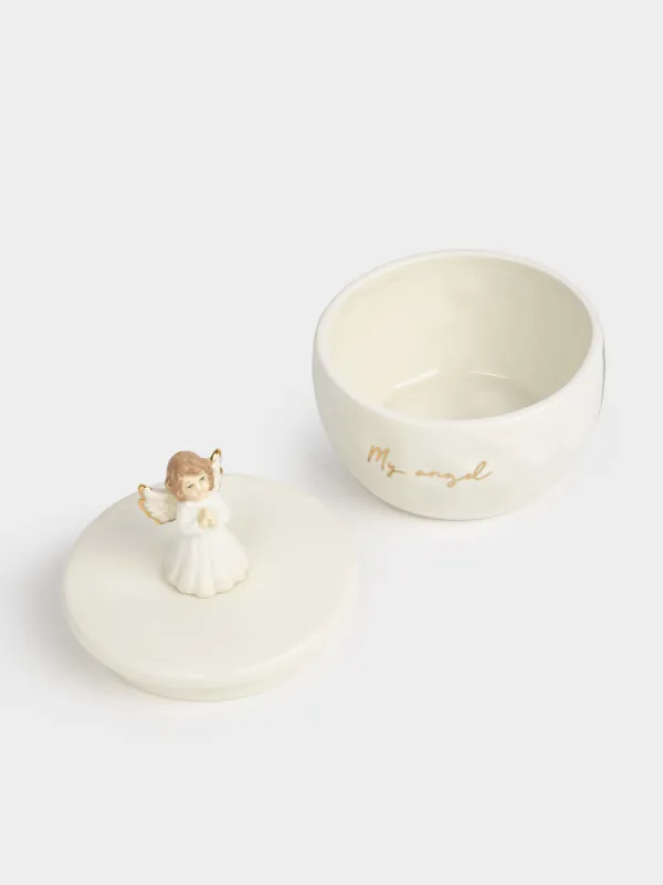 Шкатулка для украшений, 11 см, керамика D, молочно-золотистая, My angel, Angel, image-2