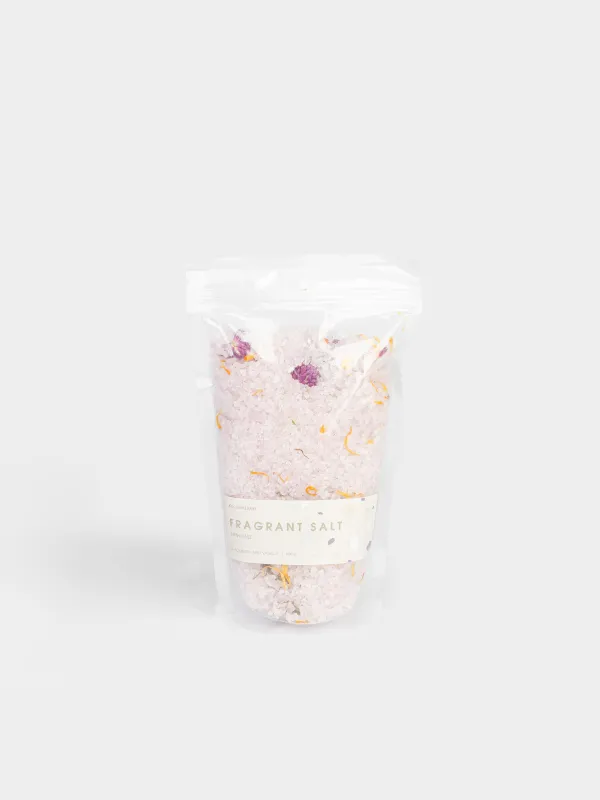 Ваннаға арналған тұз, 600 гр, қалпына келтіреді, кептірілген гүлдер, Қара бүлдірген және ваниль, Fragrant salt, image-0