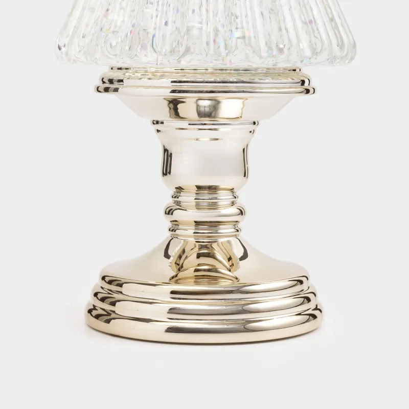 Қар шамы, 35 см, жарықтандырылған, акрил, шампан, Жылтырағы бар шырша, Golden style, image-4