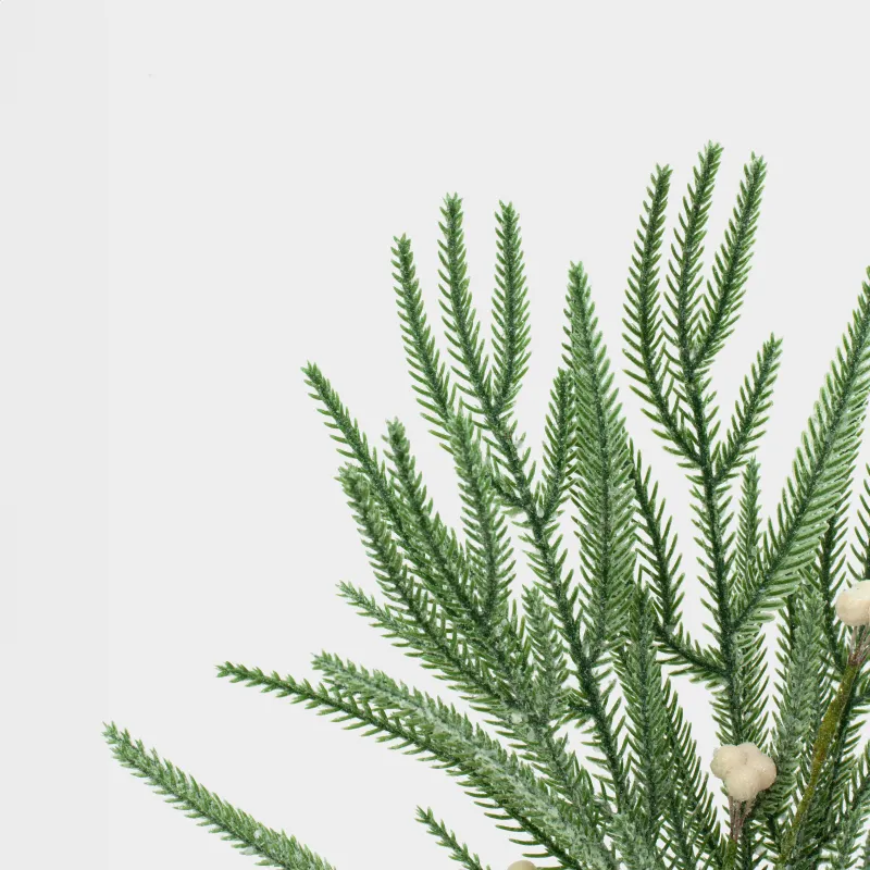 Сәндік бұтақ, 48 см, пластик/пенопласт, ақ жидектері бар шырша, White berry, image-3