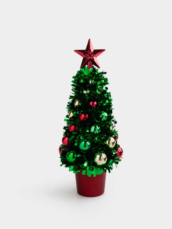 Жасанды шырша, 29 см, шырша жылтырағы/пластик, жасыл, Шарлары бар шырша, Tinsel christmas, image-0