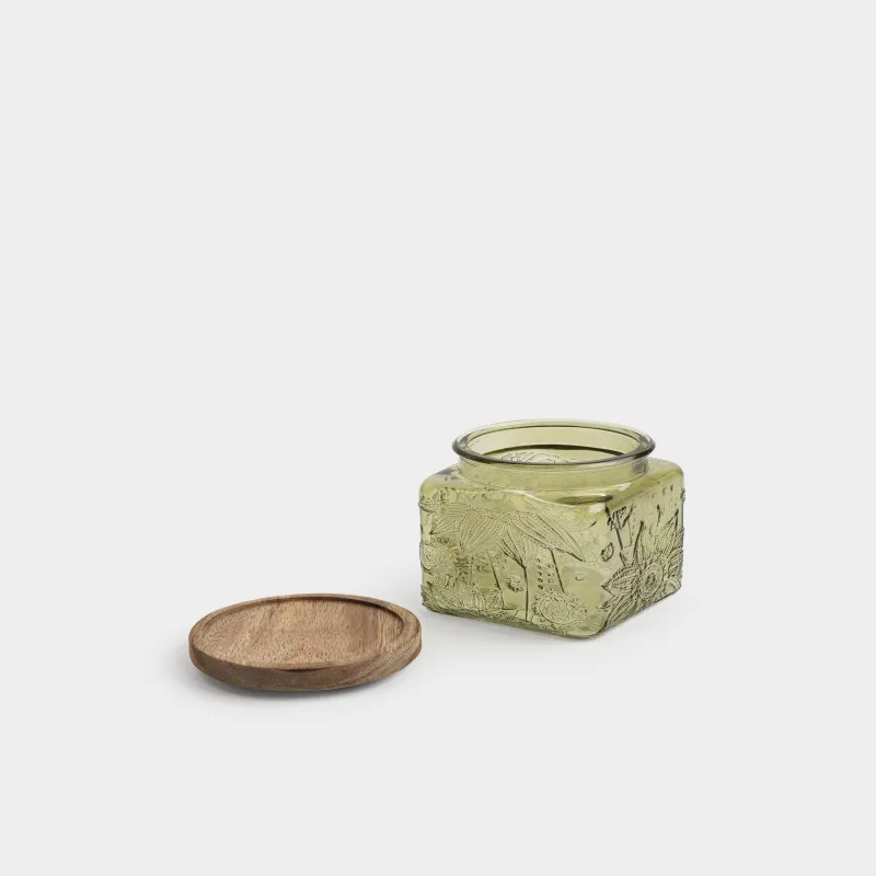 Сусымалы өнімдерге арналған құты, 550 мл, шыны Р/ағаш, жасыл, Гүлдер, Bloome wood, image-3