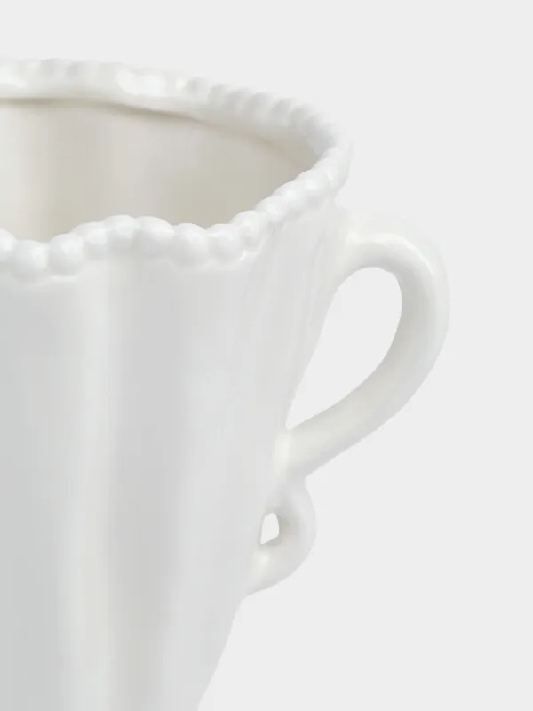 Ваза для цветов, 16 см, с ручками, керамика D, молочная, Точки, Crumple grace, image-3