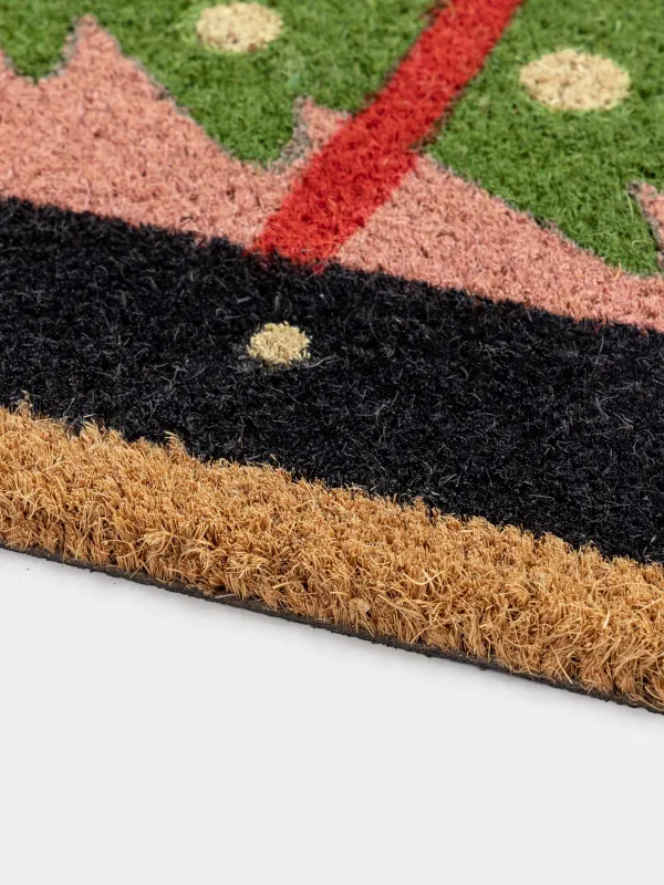 Есік алды кілемшесі, 40х60 см, кокос/ПВХ, тікбұрышты, көк, Шыршасы бар ит, Dog christmas, image-3