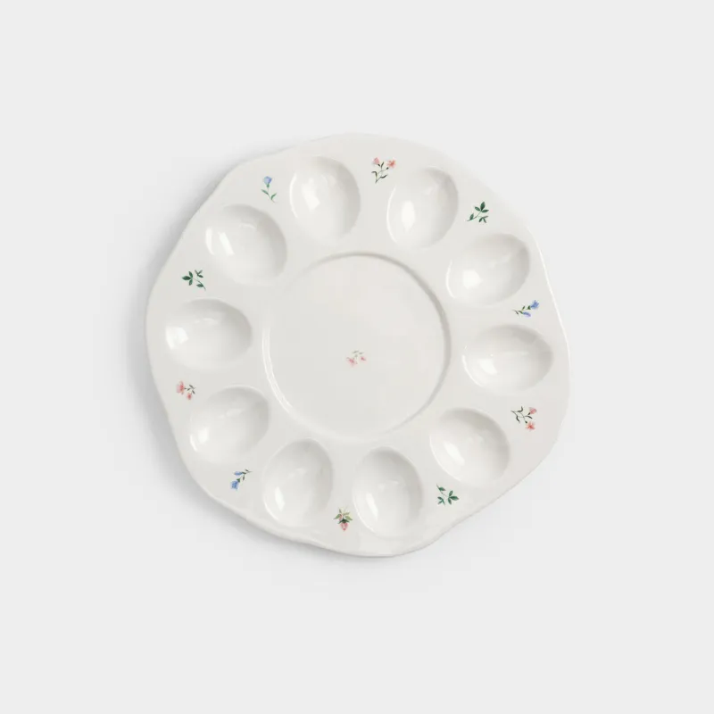 Пасха ыдысы, 26 см, 10 бөлім, куличқа арналған орын, керамика, сүт түстес, Нәзік гүлдер, El flora