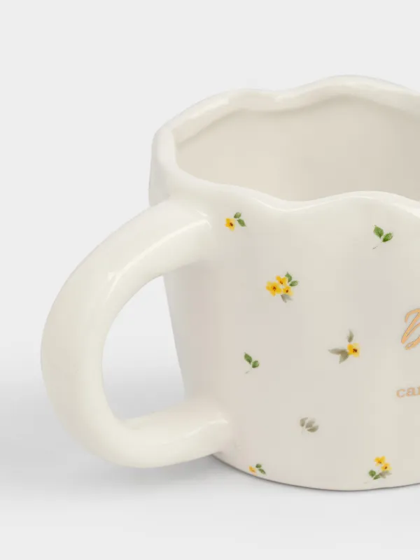 Саптыаяқ, 420 мл, керамика, сүт түстес, Әже және мимоза, Crumple flower, image-2