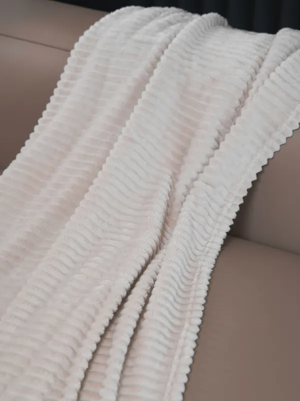 Плед, 130х170 см, фланель, песочный, Объемные полосы, Flannel, image-2