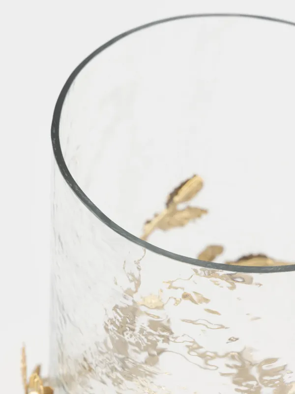 Гүл вазасы, 27 см, шыны/металл, алтын түстес, Жапырақтар, Fantastic gold, image-2