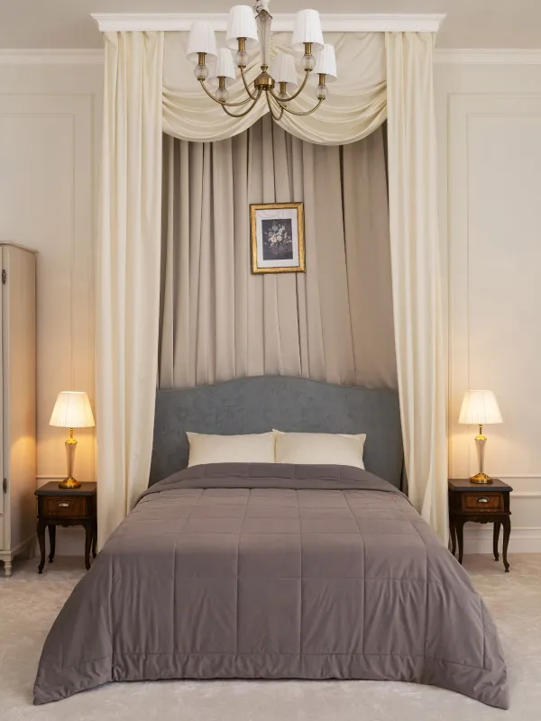 Жамылғы, 220х240 см, сырылған, барқыт/микрофибра, сұр-қоңыр, Stitch velvet, image-0