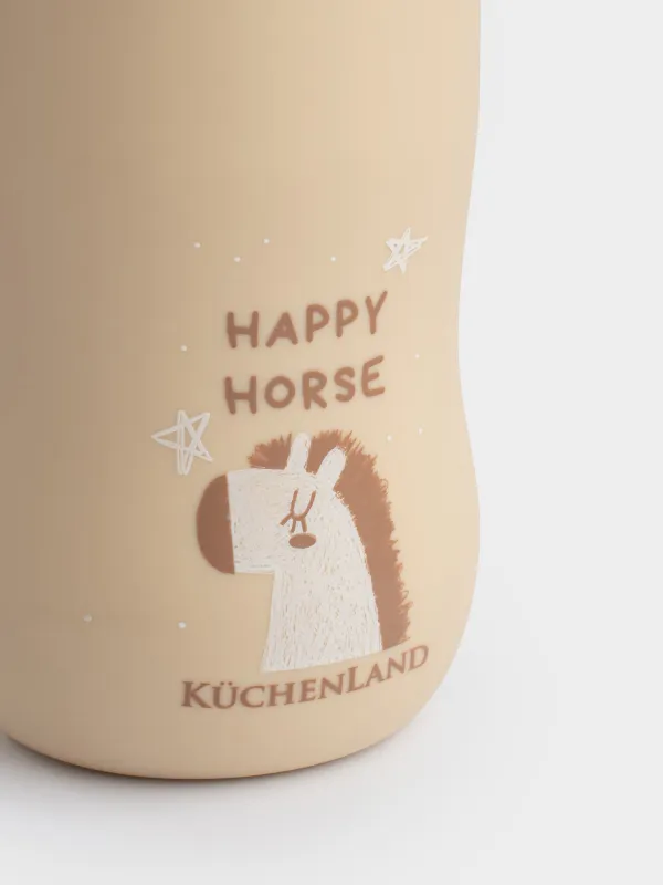 Ішуге арналған бөтелке, балаларға арналған, 450 мл, бауы бар, силикон/пластик, көгілдір, Жылқы, Kiddy, image-1