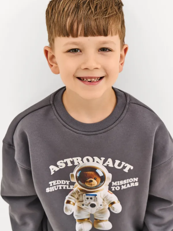 Балаларға арналған кеңжейде, өлшемі 98 см, ұлдарға арналған, мақта/полиэстер, сұр, Ғарышкер аю, Pedro, image-1