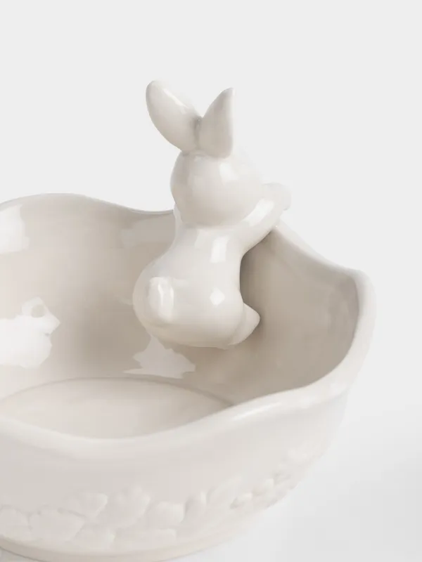 Салатник с декором, 19х12 см, Кролик с цветами, Rabbit pattern, image-3