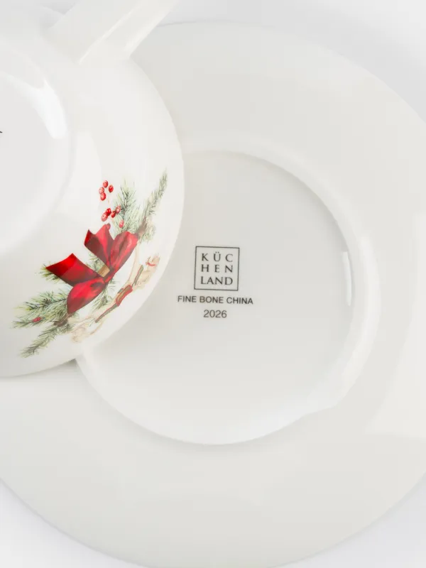 Шай жұбы, таңғы асқа арналған, 1 адам, 2 зат, 480 мл, фарфор F, Жылқы, Christmas miracle classic, image-5