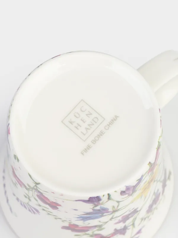 Саптыаяқ, 350 мл, фарфор F, ақ, күміс жиектері бар, Дала гүлдері, Meadow, image-4