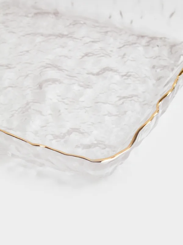 Ыдыс, 15х15 см, шыны, шаршы, алтын жиегі бар, Nautilus gold, image-6