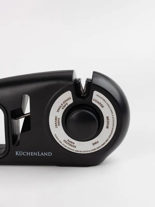 Пышақ пен қайшыға арналған қайрау, 24 см, 3 кезең/қайраудың 4 түрі, пластик / керамика, қара, Liberica, image-1