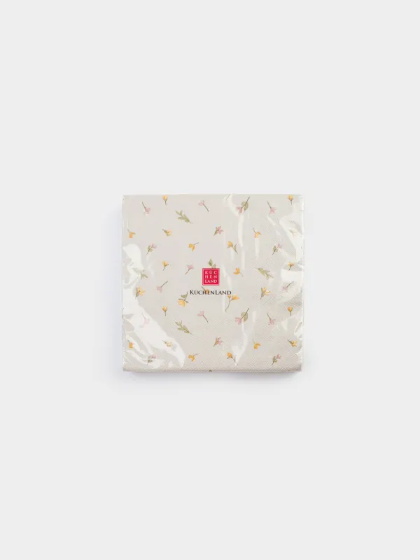 Қағаз майлықтар, 33х33 см, 20 дана, төртбұрышты, сарғылт-қоңыр, Көктемгі гүлдер, Flowery, image-4