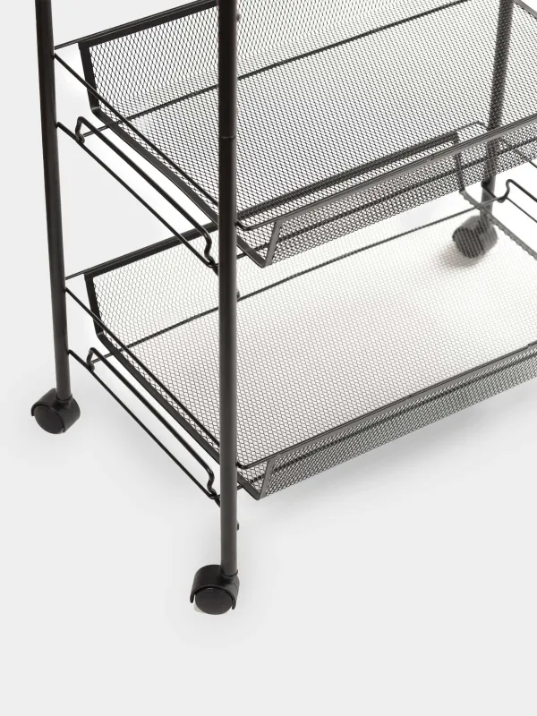 Стажерка, 4 деңгейлі, 44х26х83 см, дөңгелектерде, металл, қара, Compact Black, image-2