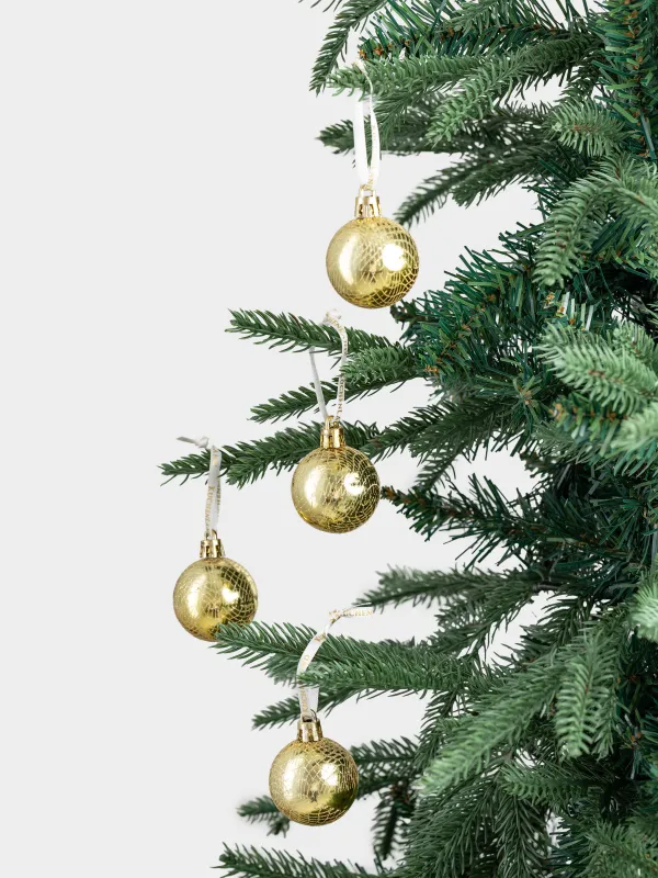 Шырша ойыншығы, 4 см, 6 дана, пластик, шампан, Шар, Ball sparkle, image-3