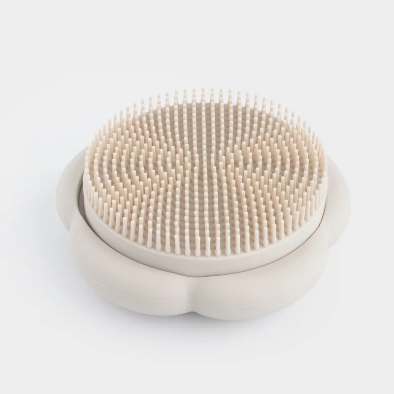 Щетка для очищения лица, 7 см, массажная, силикон, бежевая, Цветок, Manny, image-0