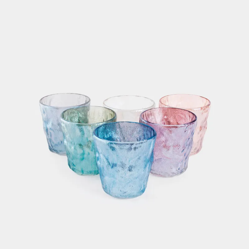 Стакан, 300 мл, 6 шт, Мятый эффект, Crumple color