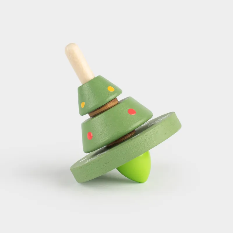 Игрушка, 6х5 см, дерево, зеленая, Юла, Kiddy