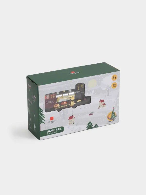 Железная дорога игрушечная, L, музыкальная, с подсветкой/дымом, на подставке, пластик, Game rail, image-9