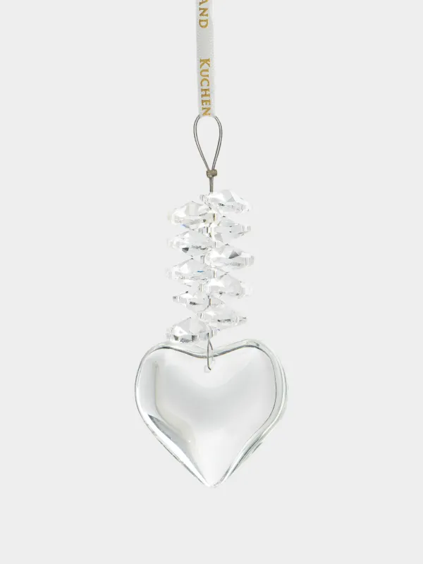 Шырша ойыншығы, 10 см, шыны, Жүрек, Ice crystal, image-0