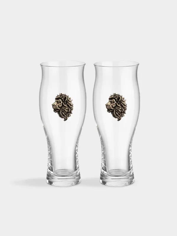 Сыраға арналған стақан, 17 см, 600 мл, 2 дана, шыны/металл, Алтын арыстан, Lux elements, image-0